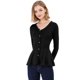 thumbnail image 1 of Día de San Patricio Top De Peplum De Punto Jersey Acanalado De Manga Larga Con Cuello En V Para Mujer Negro M, 1 of 6