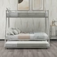 thumbnail image 2 of Euroco Metal Twin over Full Bunk Bed with Moveable Trundle & 2 Ladders for Bedroom, 3 Beds for Kids Teens Adults and Guests, Silver, 2 of 13