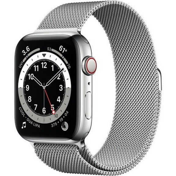 Restored Apple Watch Gen 6 Series 6 Cell 44mm Silver Stainless Steel - silver Milanese Loop M07M3LL/A (Refurbished)