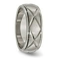 thumbnail image 2 of Auriga Fine Jewelry Titanium X-Design 8mm Satin Center Ridged Edge Band for Men Size 10, 2 of 6