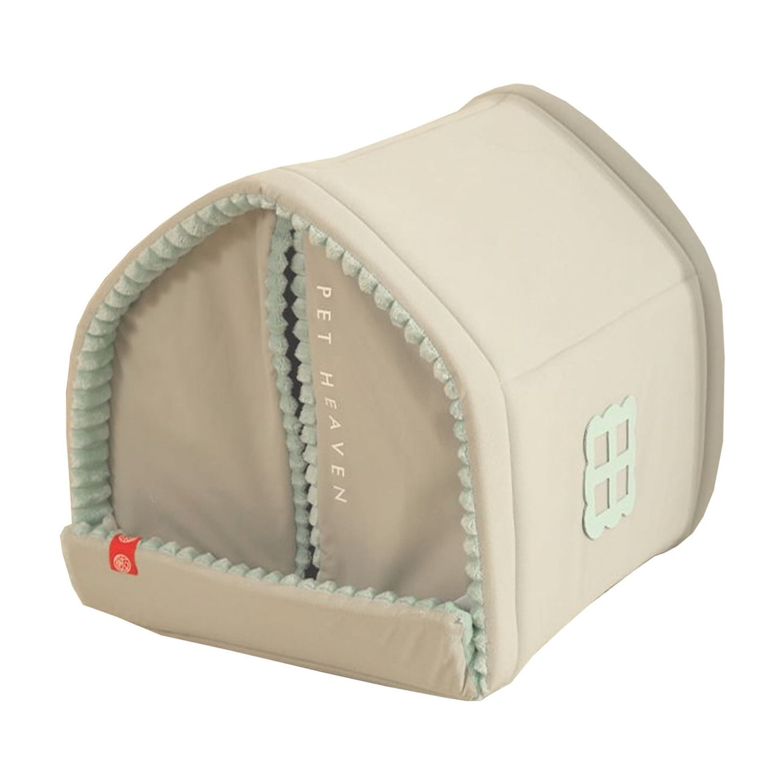 Winter Warm Small Pet House for Small and Medium Dogs Cats, Soft Comforatble Closed Pet Bed Kennel House 15.3x14.2x14.2 Inch Green
