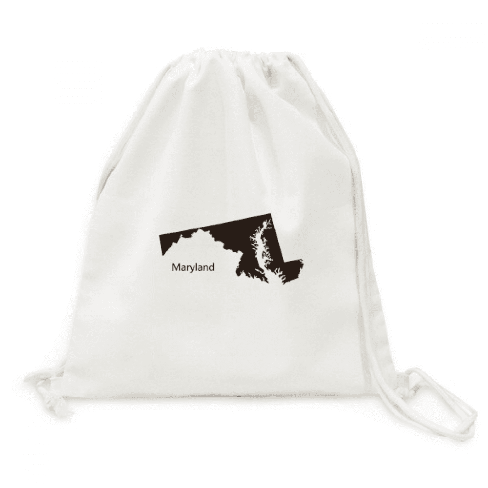 land America USA Map Outline Backpack Canvas Drawstring Reusable Mesh