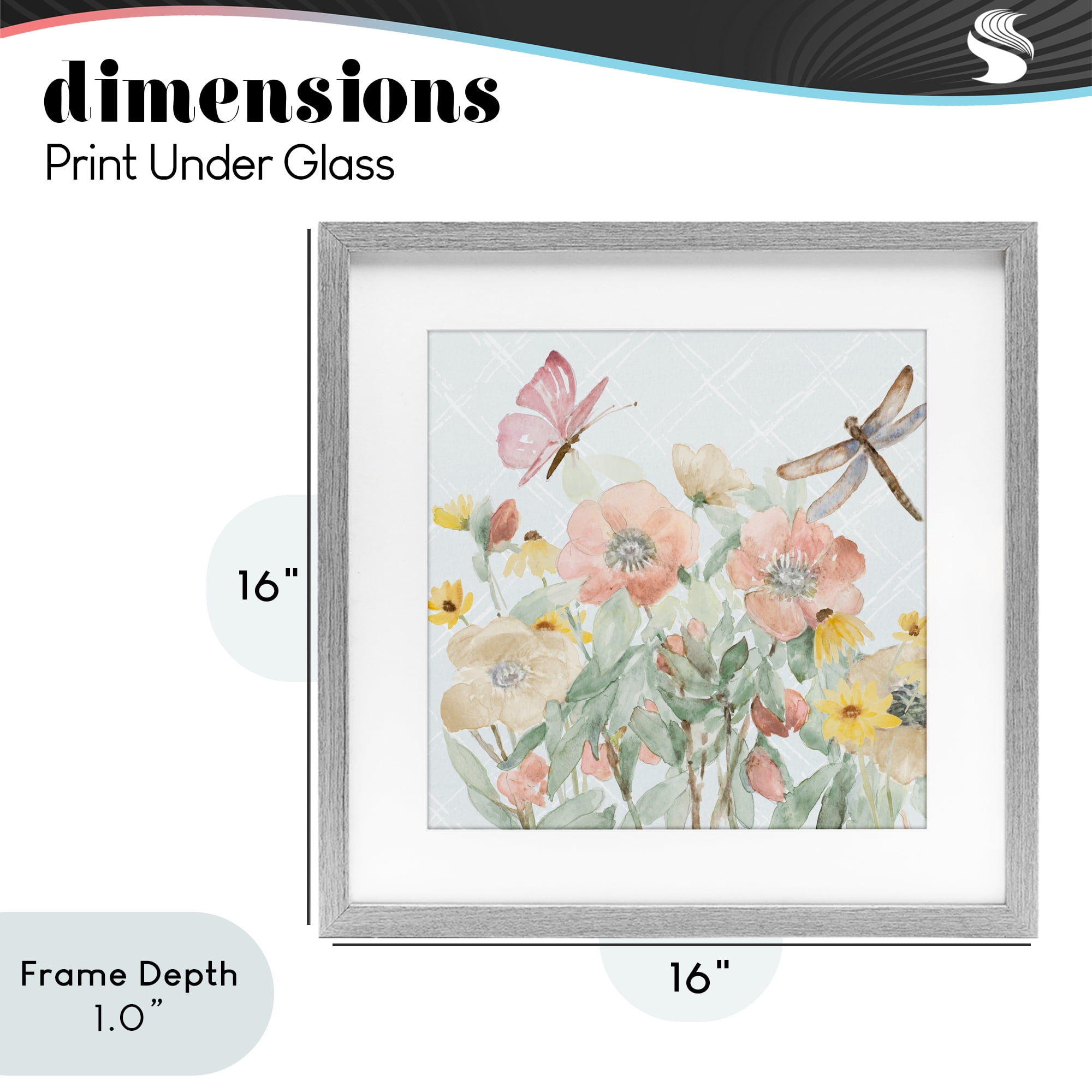 Stupell Industries Garden Joy with Insects Gray Framed Print Under Glass, design by Lanie Loreth