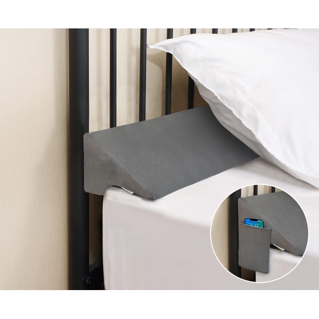 Almohada con forma de cuña Vekkia Queen para cabecero, relleno de huecos, gris
