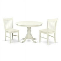 East West Furniture Hartland 3-piece Wood Dining Room Set in Linen White