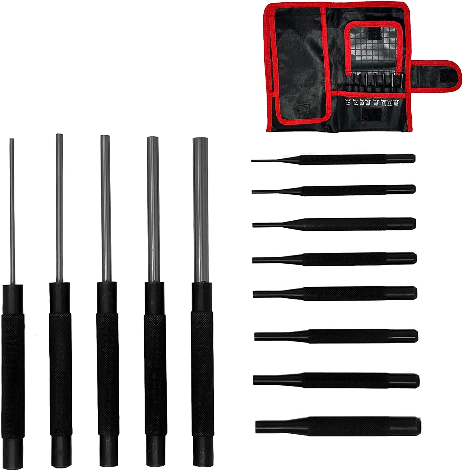 EXXO TOOLS Pin Punch Set 13 Piece Drive Pin Set Punch Tool Mini Tool