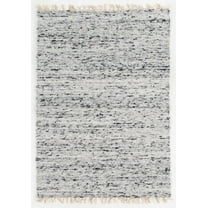 Linon Home Decor Verginia Berber Boucle Wool Rug Ivory/Black 3'6" x 5'6" Wool 0.25 - 0.5 inch Handmade 4' x 6' Indoor,Handmade Living Room