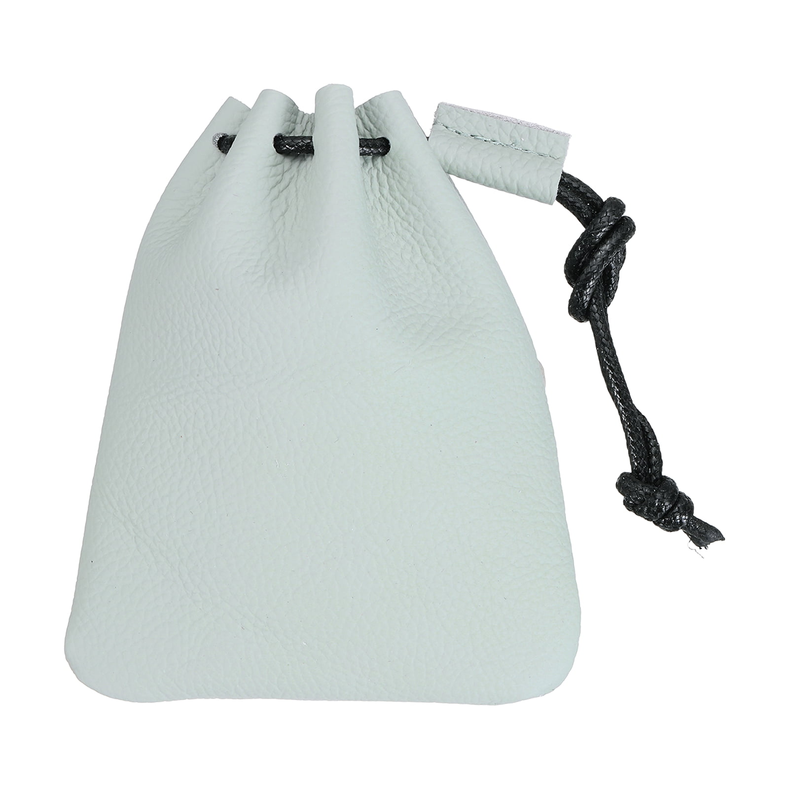 Leather Drawstring Coin Pouch Bag Small Coin Purse Light Blue 4.1 x4.9 Drawstring Cowhide Retro Storage Bag Dice Pouch for Women Men