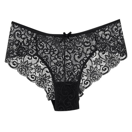 YYDGH Womens Sexy Underwear Flower Lace Panties Stretch Seamless Lingerie Bikini Black M
