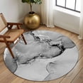 thumbnail image 2 of Gray Abstract 8FT Round Area Rugs for Living Room Silver Marble Ripples Clouds Luxury Fluid Art Ultra-Thin Non-Slip Round Rugs Machine Washable Low Pile Circle Carpet for Bedroom Kitchen Nursery, 2 of 9