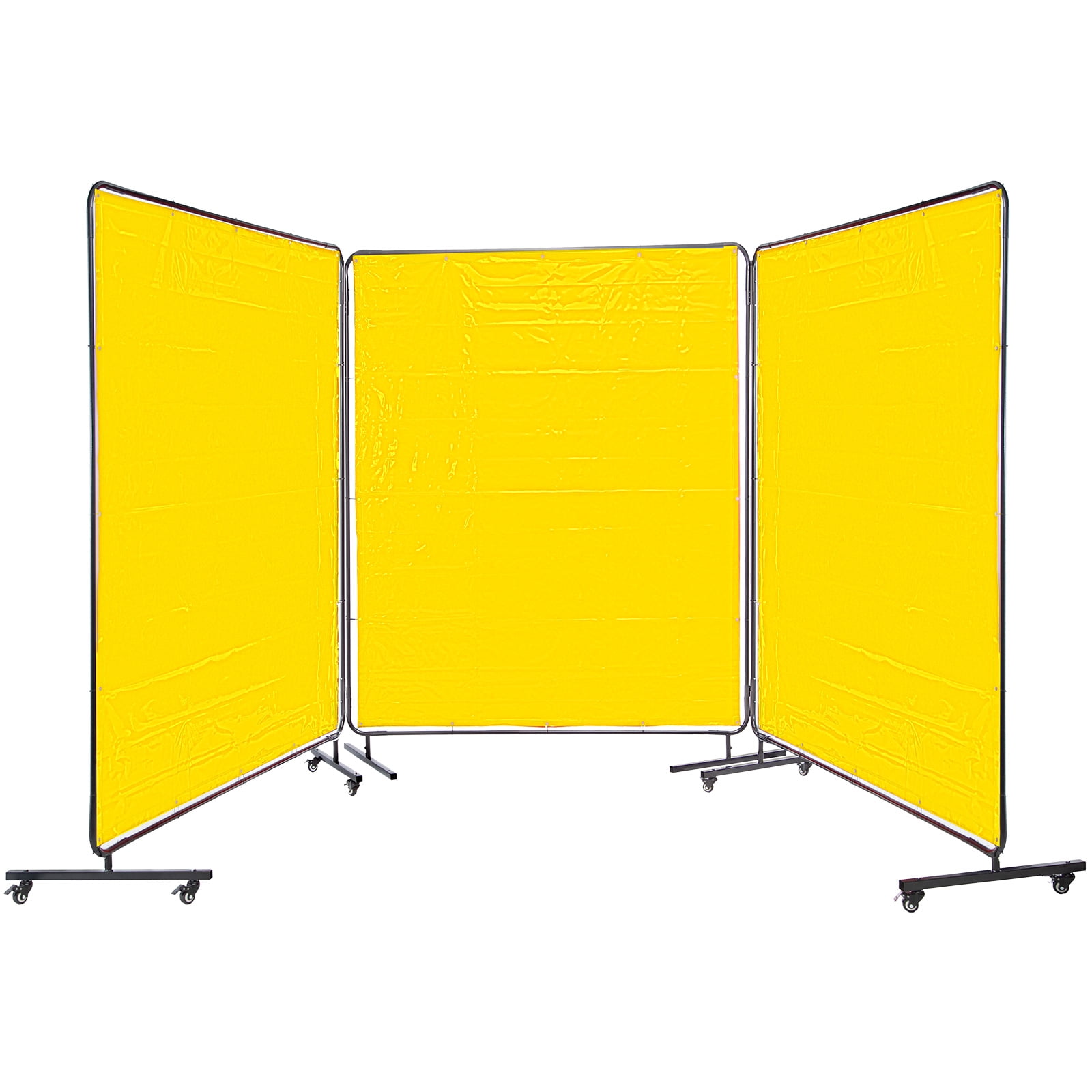 Flame Resistance Weld Curtain VEVOR Welding Curtain 6 x 6 Welding Screens Flame Retardant 3 Panel Welding Curtain with Frame and Wheels Adjustable Size Translucent Welding Shield Red 