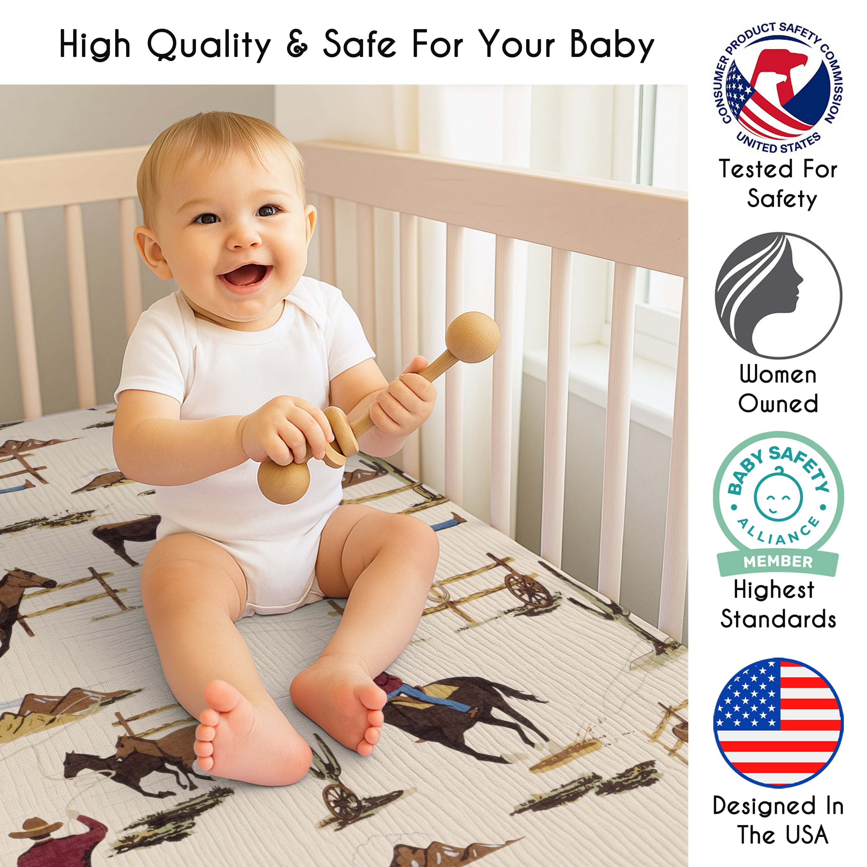 Sweet Jojo Designs Wild West Cowboy Boy 100% Cotton Muslin Fitted Crib Sheet