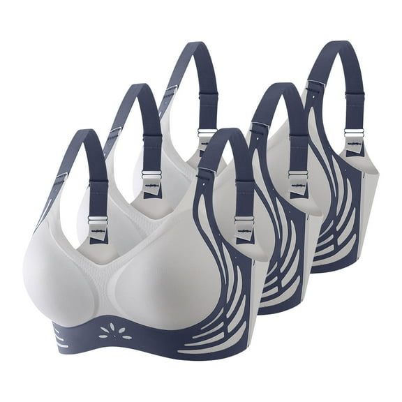 Ohufall 3PC Women's Seamless Wireless Everyday Bras Comfortable Full Coverage Wire Free Bralettes Lightly Lined Bra with Soft Support