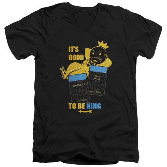 Monopoly Its Good To Be King No Logo S/S Adult V-Neck T-Shirt 30/1 T-Shirt Black