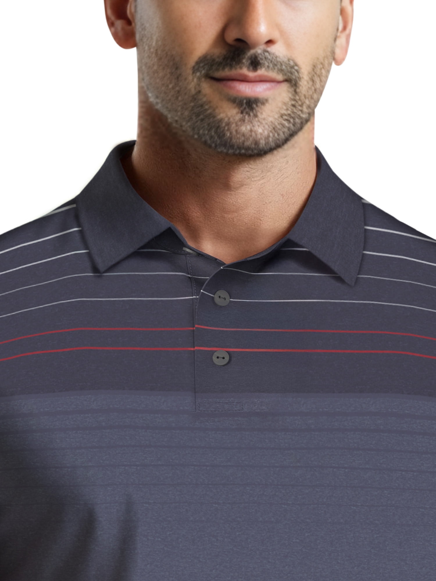 Ben Hogan Men's & Big Men's Performance Heather Chest Striped Print Short Sleeve Golf Polo Shirt, Sizes S-5XL