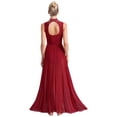 thumbnail image 2 of Jowowha Womens Lyrical Dance Costume Shiny Rhinestones Sleeveless Dress Cutout Back Modern Dancewear Burgundy L, 2 of 7
