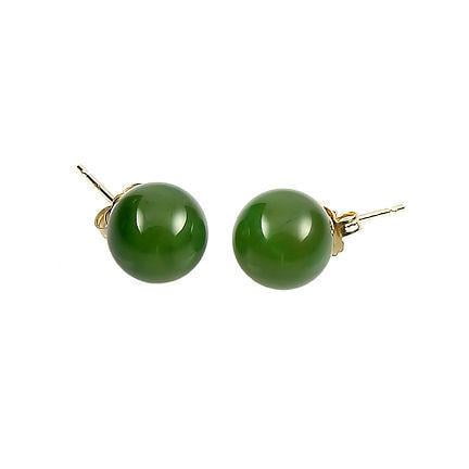 Nephrite Jade - Trustmark 14/20 Gold Filled 6mm Natural Nephrite Green Jade Ball Stud Earrings