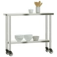 thumbnail image 2 of vidaXL Table de Cuisine avec Roulettes 110x30x85 cm Acier Inoxydable, 2 of 5