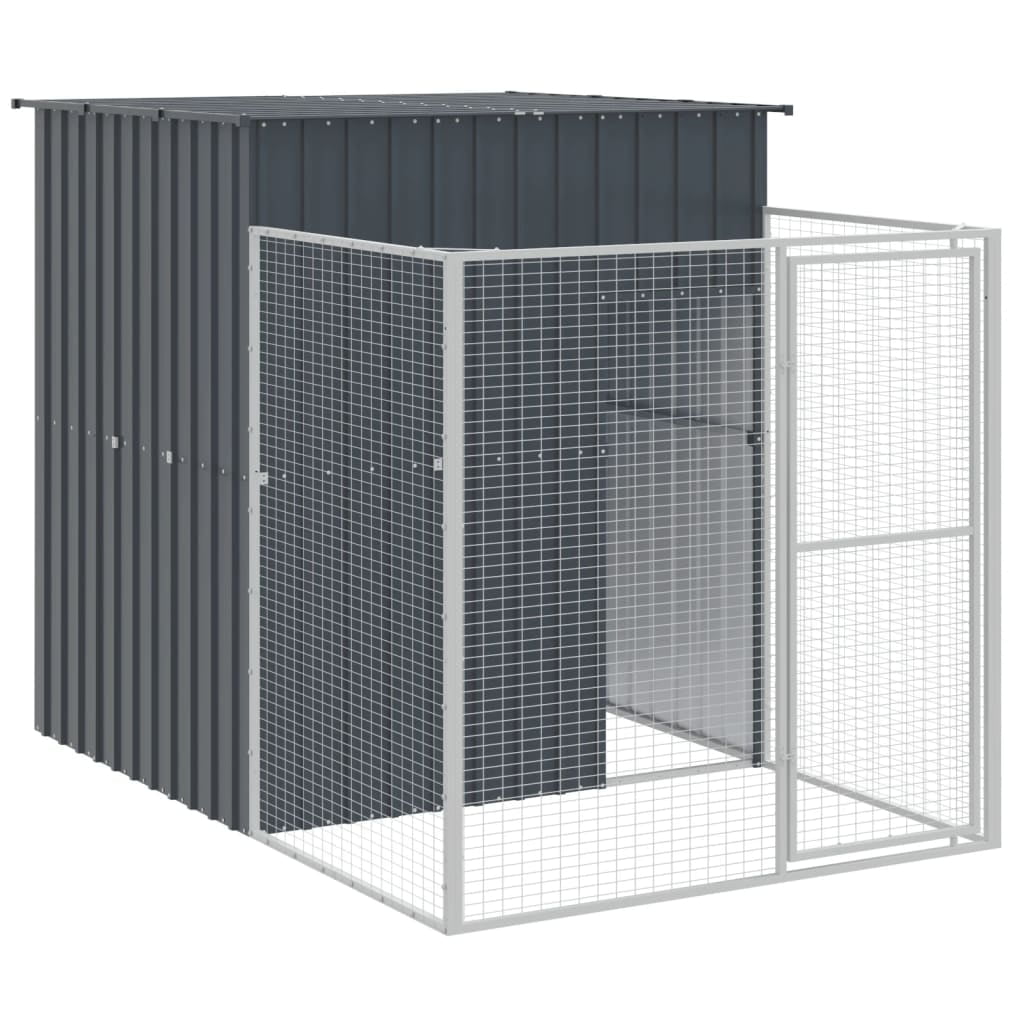 vidaXL Galvanized Steel Outdoor Dog Kennel Shelter with Run Waterproof