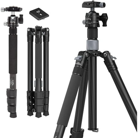 UPC: 6941590010298 | SmallRig 62.2  Carbon Fiber Tripod with Center Column  Travel Lightweight Tripods & Detachable Monopod  360° Ball Head  Quick Release Plate  Load up to 26.5 lbs/12 kg-4059