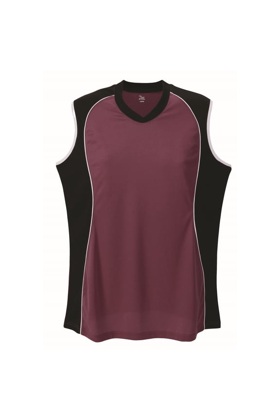 SLEEVELESS V NECK JERSEY WOMEN'S-MAROON-XL