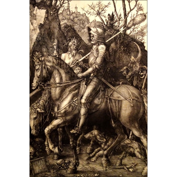 24"x36" Gallery Poster, Knight, angel of Death, and the Devil by Albrecht Durer 1513