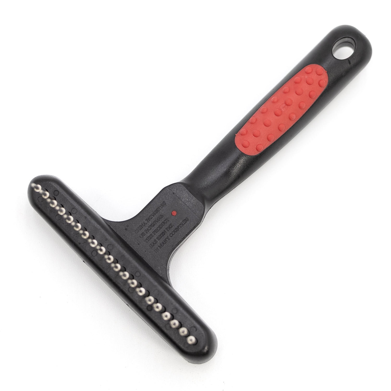 Jeffers Pet Magic Spring Undercoat Rake for Dogs & Cats, Pet Deshedding Brush, Undercoat Hair Removal Rake, Grooming Tool for Detangling, Removing Fur & Mats, Red Black Handle - Single Row 20 Pins