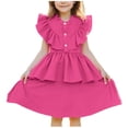 thumbnail image 2 of hengsof Girls Flutter Sleeve Dress Toddler Elegant Ruffle Button Down Casual Dresses, 2 of 7