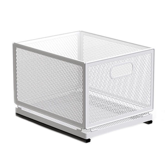 YIGSECU Practical Slide Out Snacks Storage Basket with Handle Sturdy Carbon Steel Kitchen Supplies for Cabinet Organizers