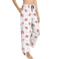 thumbnail image 2 of Naloa Hand Drawn Strawberry Print Women’s Ultra-Soft Comfy Pajama Lounge Pants with Pockets & Drawstring, 2 of 8