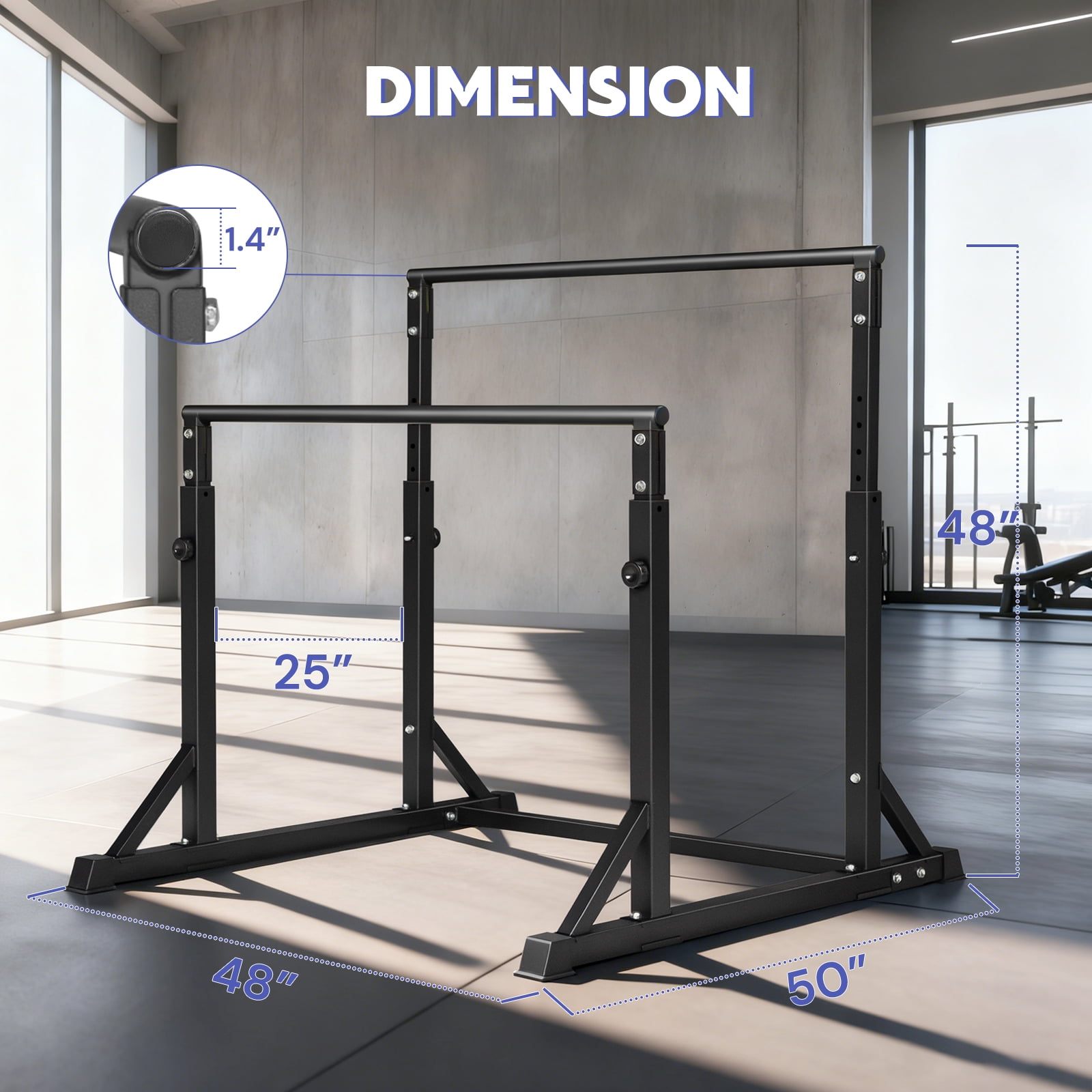 Primy 800lbs Dip Bar, Heavy Duty Dip Station with 7 Height Levels, Adjustable Parallel Bars, Exercises Strength Training for Home Gym