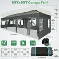 thumbnail image 5 of HOTEEL 10x30 EZ Pop Up Canopy with 8 Sidewalls, One Push Setup Glow Party Tent for Commercial, Waterproof UPF50+ Wedding Tent with Wheeled Bag & Air Vent, Gray, 5 of 11