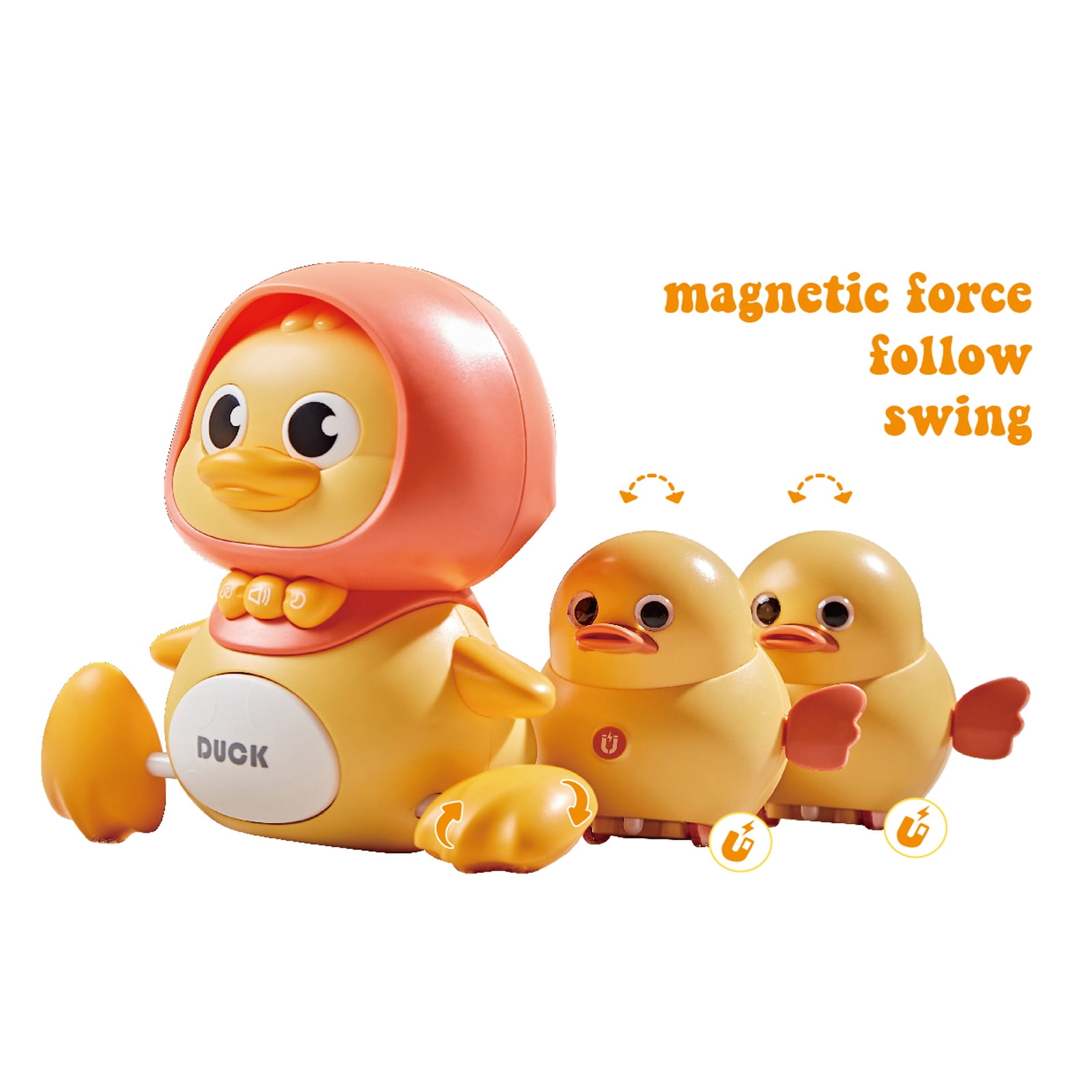 Baby Crawling Toys, Musical Ducks Toddler Toys, Early Education Kids Toys for Boys Girls Swing/Walking/Lights/Dancing Infant Tummy Time Toys Christmas Birthday Gifts (with 2 PCS Baby Duck)