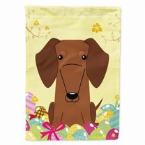 Caroline's Treasures BB6130CHF Easter Eggs Dachshund Red Brown Flag Canvas House Size , Large, multicolor