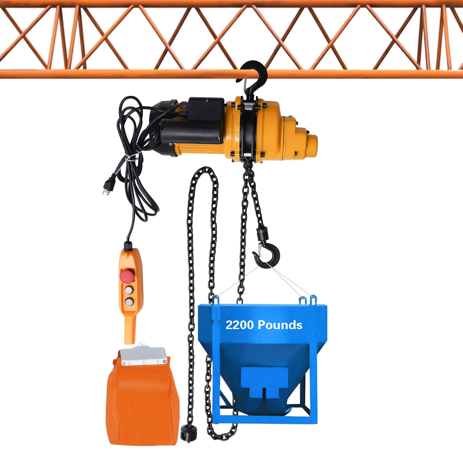 2200lbs/1Ton Electric Chain Hoist Single Phase Double Chain Crane Hoist 13' Lift Chain Hoist