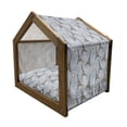 thumbnail image 2 of Eiffel Pet House, Retro Style Abstract Composition with Bicycles and Paris City Landmark, Outdoor & Indoor Portable Dog Kennel with Pillow and Cover, 5 Sizes, Brown Pale Blue, by Ambesonne, 2 of 5