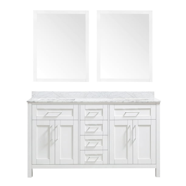 Ove Decors Tahoe 60 In White Double, Double Sink Bathroom Vanity Without Top