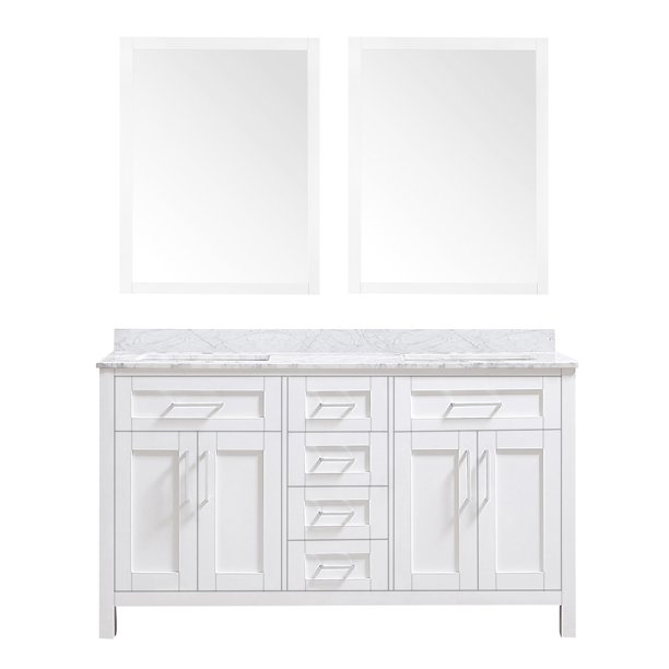 Ove Decors Tahoe 60 In White Double Sink 2 Mirror Bathroom Vanity With Carrara Natural Marble Top Com Ove Decors Tahoe 60 In White Double, Ove Decors Tahoe 60 Midnight Blue Vanity
