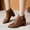 Brown, variant on Viluyesy Womens Dress Boots, Side Zipper Wide Calf Pointed Toe Chunky Heels Ankle Booties Beige
