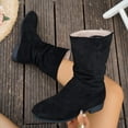 thumbnail image 5 of Viluyesy Womens Mid-Calf Slouch Boots, Pull-On Low Heels Comfortable Fall Winter Suede Boots Black US6.5, 5 of 9