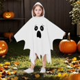 thumbnail image 2 of Yuncity Halloween Kids Cape Ghost Face Hooded Sleeveless Cloak Casual Soft Loose Fit Fall Winter Poncho Holiday Party Cosplay Clothes White, 2 of 6
