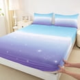 thumbnail image 3 of Homewish Cartoon Starry Night Queen Sheet Sets,Purple White Blue Flat Sheet,Modern Aesthetic Art Queen Fitted Sheet Forgirl,Luxury Bedroom Decor,4 Pieces, 3 of 7