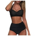 thumbnail image 1 of Gibobby Bañador de Bikini Mujeres Conjunto Bikini Retro Vintage Pieza Cintura Traje de baño Estampado fruncido Dos trajes de baño Tankinis Conjunto(Negro,M), 1 of 4