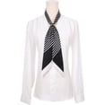 thumbnail image 2 of INSPIRE CHIC Women Striped Print Skinny Long Scarves, Satin Silky Neck Scarf Neckerchief Ribbon Headband 51.2x2.8" Black, 2 of 6