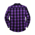 thumbnail image 3 of KeShDi Jackets Flannel Shirt for Men's Casual Personality Checkered Printing Button Lapel Fashion Long Sleeve Cardigan Shirt. Purple 4X, 3 of 3