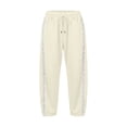 thumbnail image 5 of Women's Solid Lace Trim Barrel Leg Sweatpants High Waist Drawstring Casual Jogger Loungewear Pants With Side Pockets Soft Breathable for Home Gym Daily Wear, 5 of 9