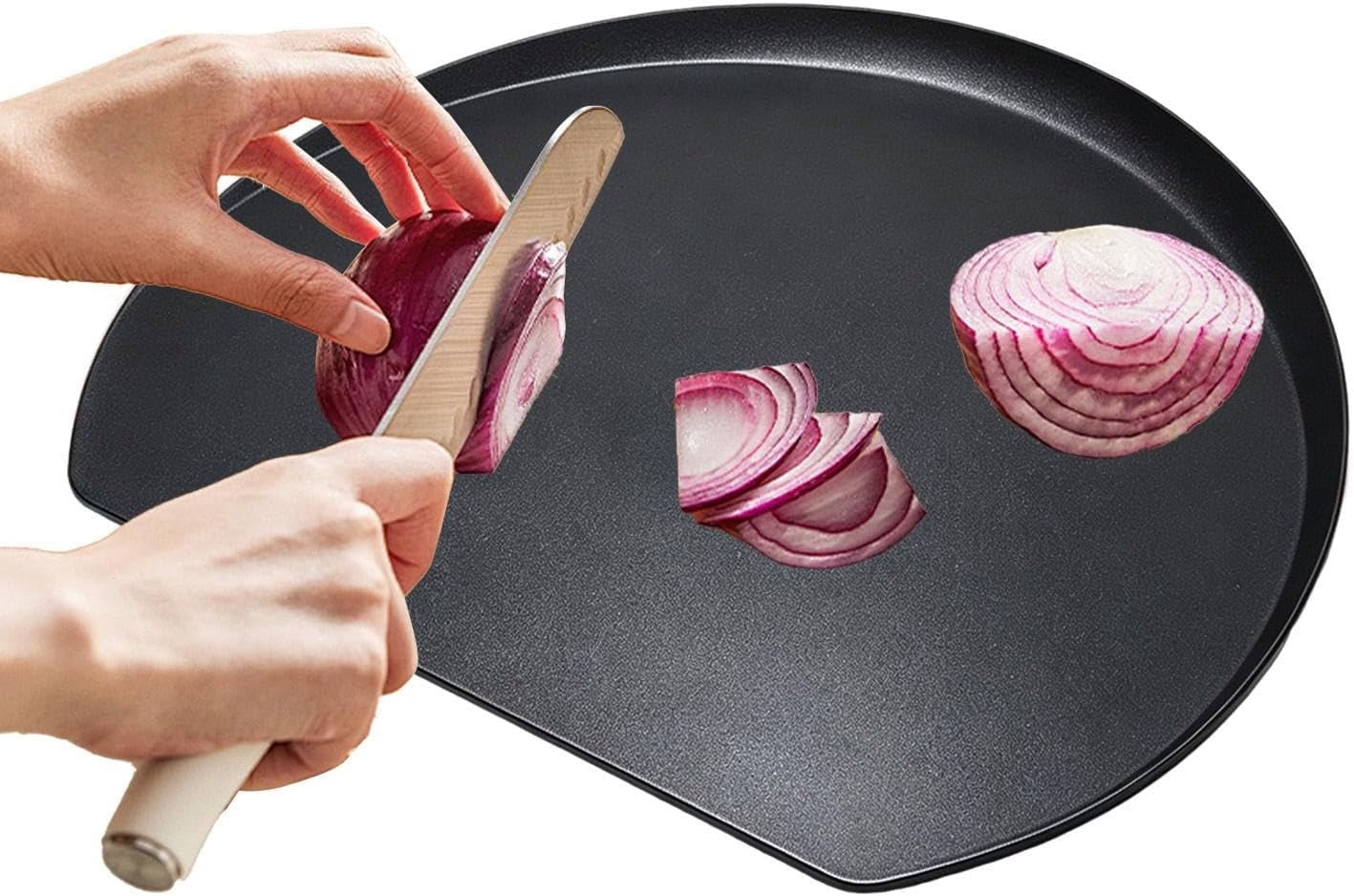 Round TPU Cutting Board for Kitchen, Semi-Circle Anti-Slip Chopping Mat, Scratch Resistant & Heat Safe Flexible Prep Surface for Kids & Adults (k)