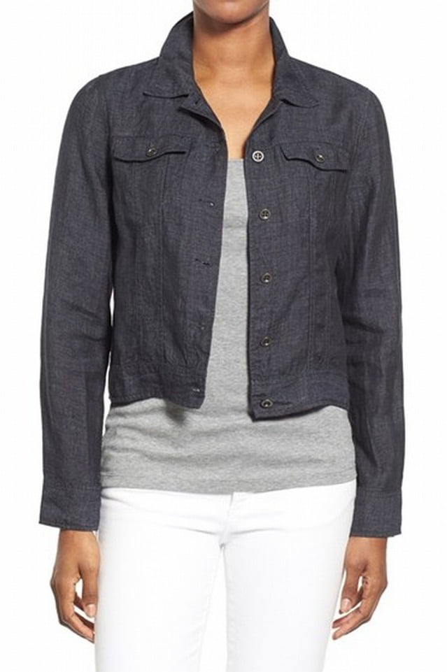 eileen fisher cropped denim jacket