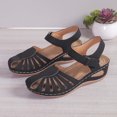 thumbnail image 4 of Sandals for Women 2025, Xunlbb Summer New Large Size Daily Hollow Bun Midheel Paste Women's Wedge Sandals(Black,Size:36), 4 of 8