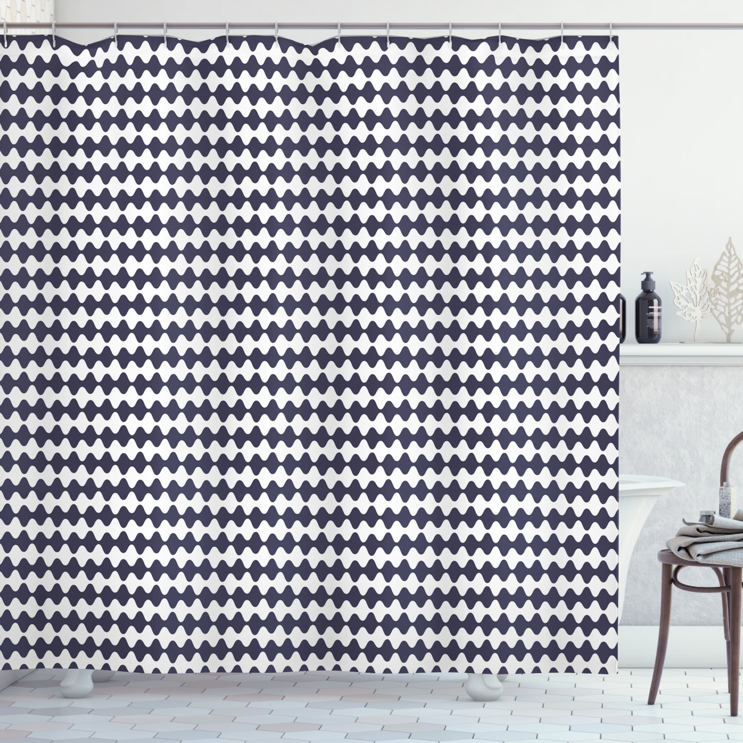 Triangle Colorful Pattern Print Bathroom Shower Curtain main image 1